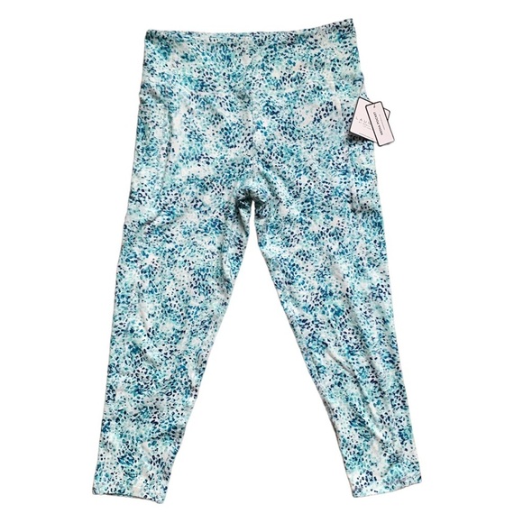 Laundry By Shelli Segal Pants - Laundry By Shelli Segal Snake Whirl Aqua Side Pocket Sport Legging Capri, Large